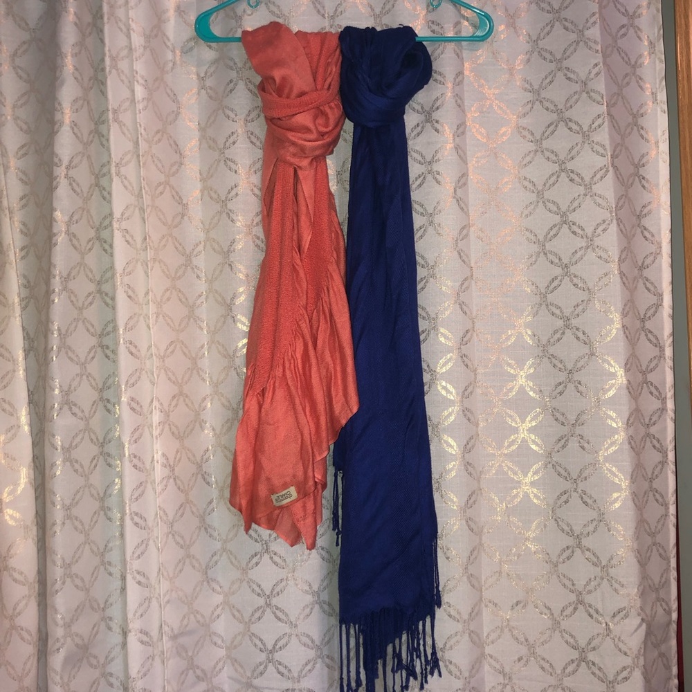 Coral and Royal blue Scarves